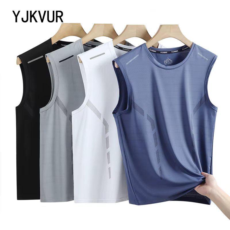 YJKVUR Sports Quick Dry Sleeveless T-Shirt for Men Summer Men Basketball Gym Clothing Breathable Lightweight Plus Size Tank Top