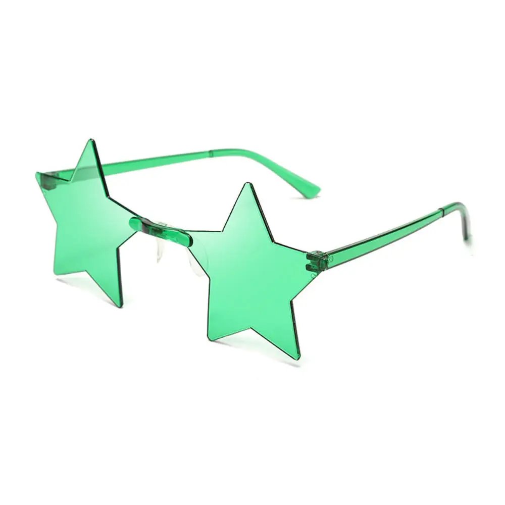 1Pc Frameless Star Shaped Solid Color Glasses For Cosplay Eyewear Cool Disco Glasses For Women Men Fashion Pentagram Sunglasses