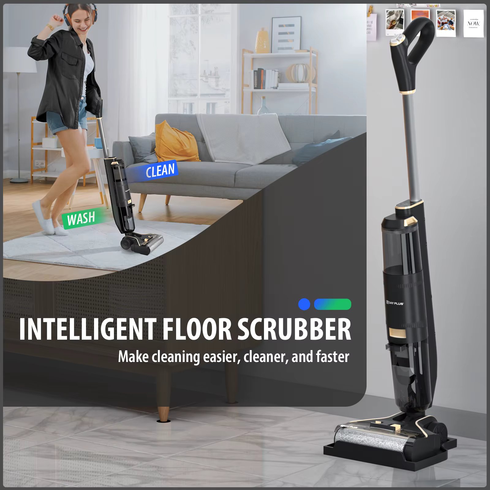 Brushless Cordless Wet & Dry Vacuum Cleaner, Multi-Mode Floor Cleaner with Spray Function, Dual Speed,Dual Large Capacity Tanks