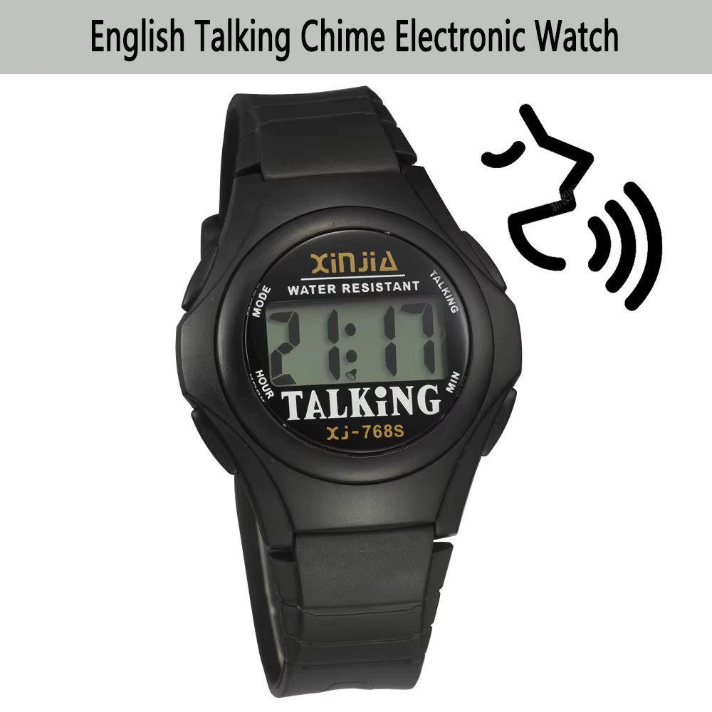 English Talking  Watch for the Blind Elderly Visually Impaired Clock and Watch with Alarm and Whole Time Chime Functio