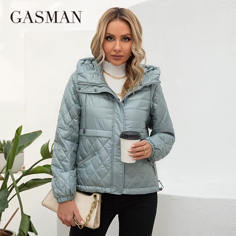 GASMAN 2022 Women's spring jacket fashion casual Short parka Thin Cotton hooded Coat women ladies jackets Warm outwear 21159
