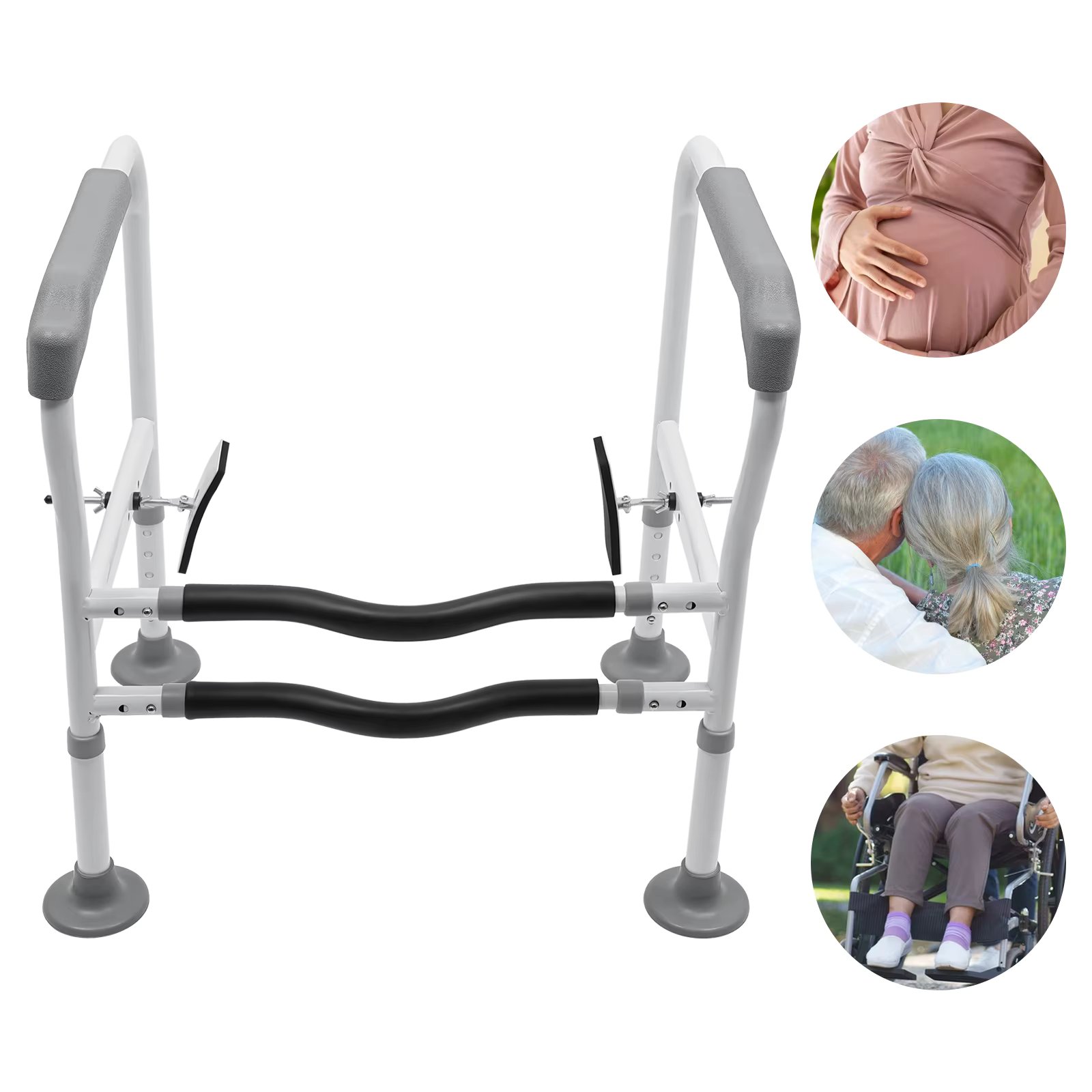 Bathroom Anti-slip Grab Bar Adjustable Toilet Frame Rack Safety Rails Shower Handrail 150kg for seniors, disabilities