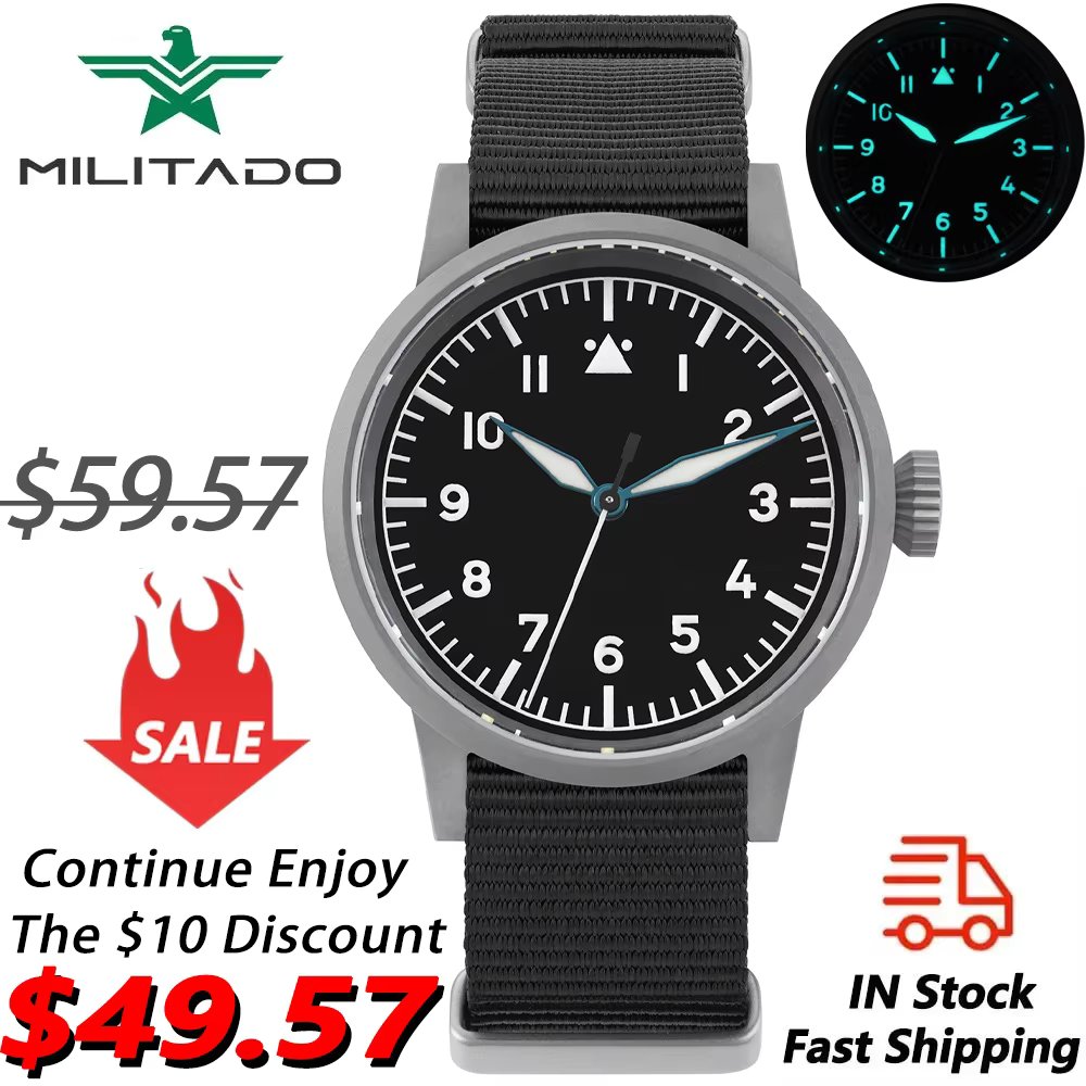 Militado ML10 Quartz Watch VH31 Sweeping Second Movement Sapphire Crystal BGW9 Luminous 10Bar Waterproof 36.9mm Vintage Watches