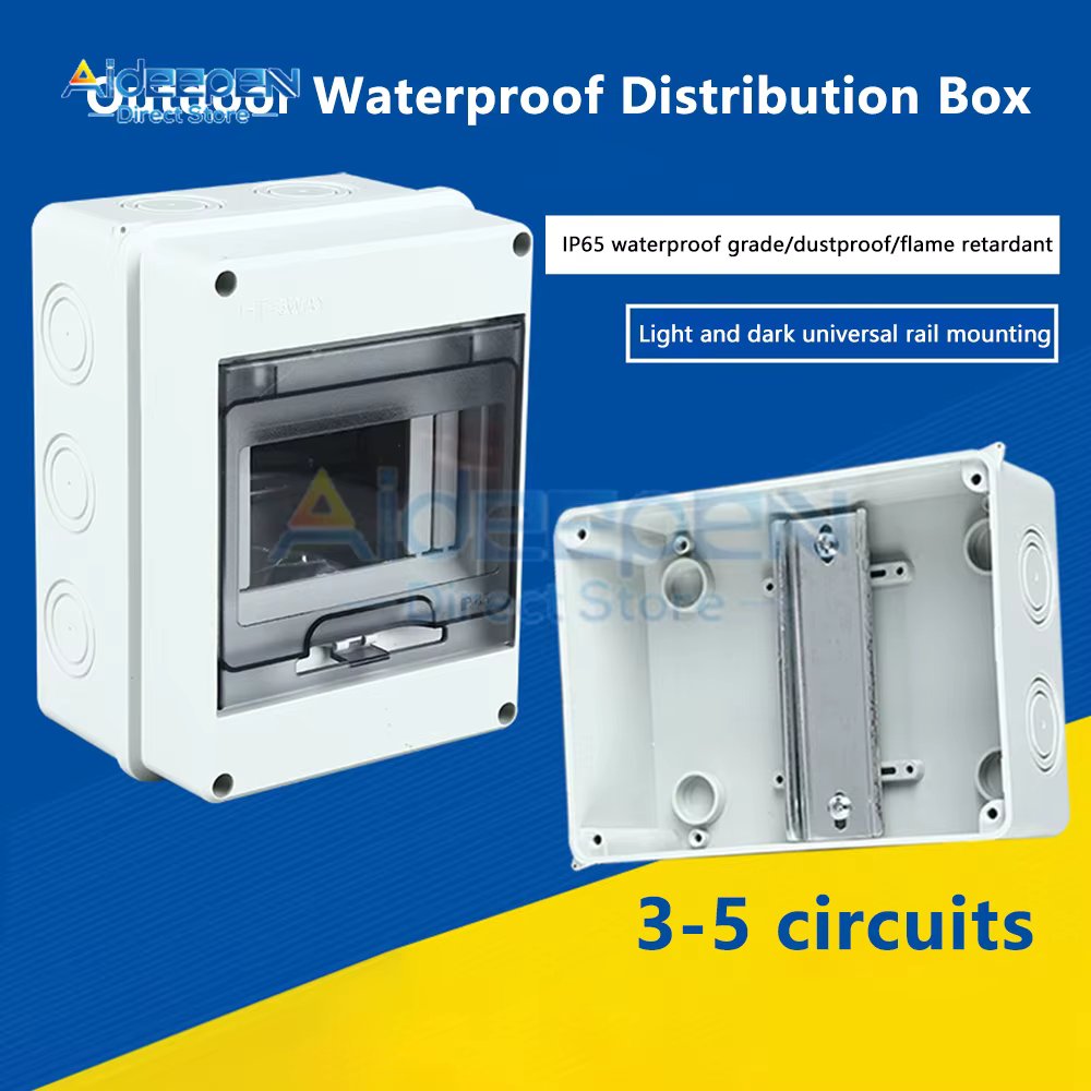 2/3/5/8/12 Ways Outdoor Waterproof Electrical Distribution Box Circuit Breaker MCB Power ABS Plastic Junction Wire Box IP65