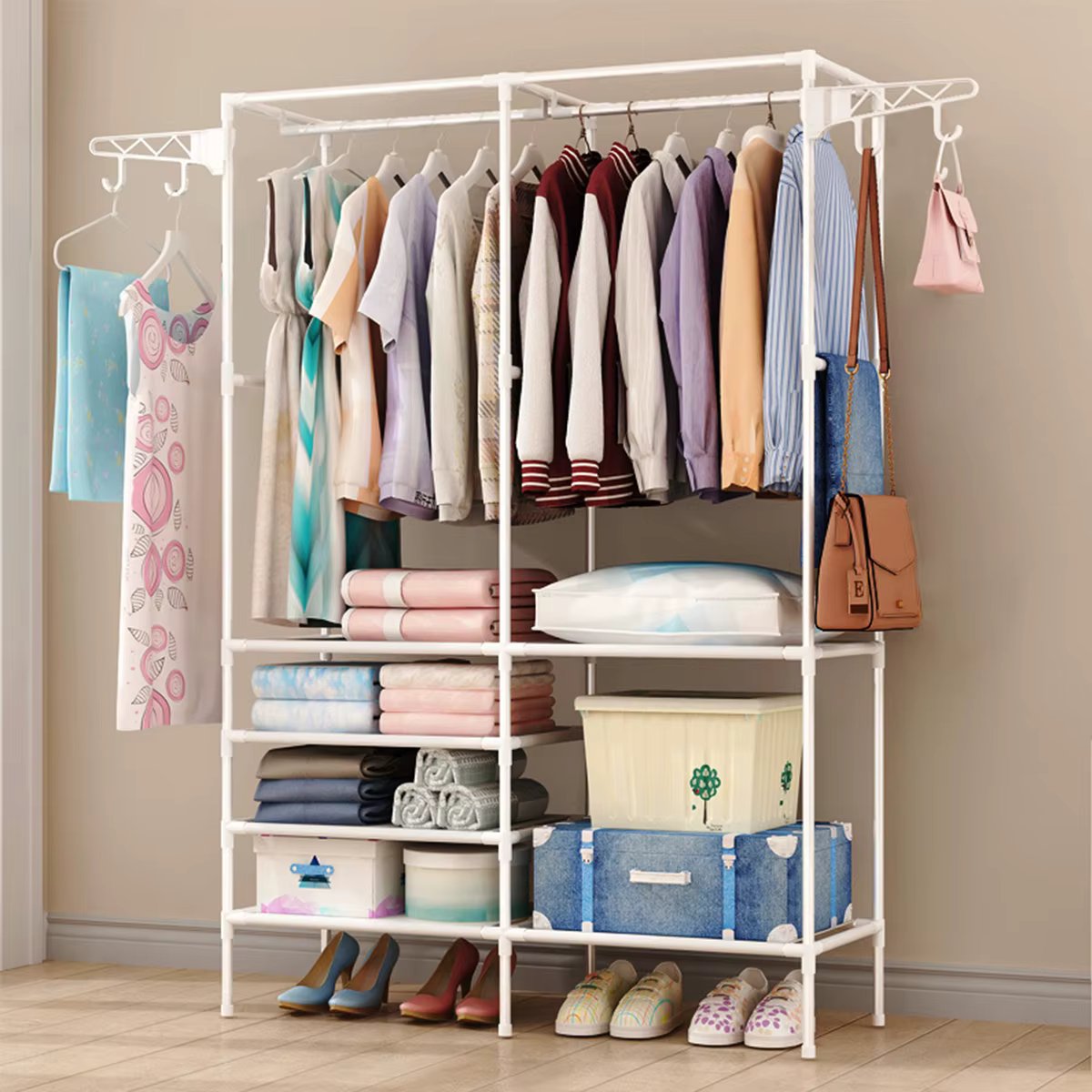 Wardrobe Portable Arara Multifunctional Dismontavel Color: White