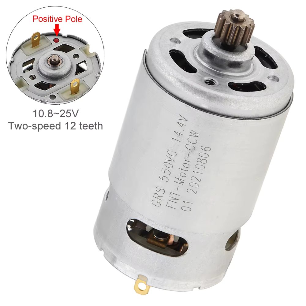 RS550 12 Teeth DC Motor 10.8-25V 21500-29000RPM RS 550 Micro Motor for Electric Drill Electric Screwdriver