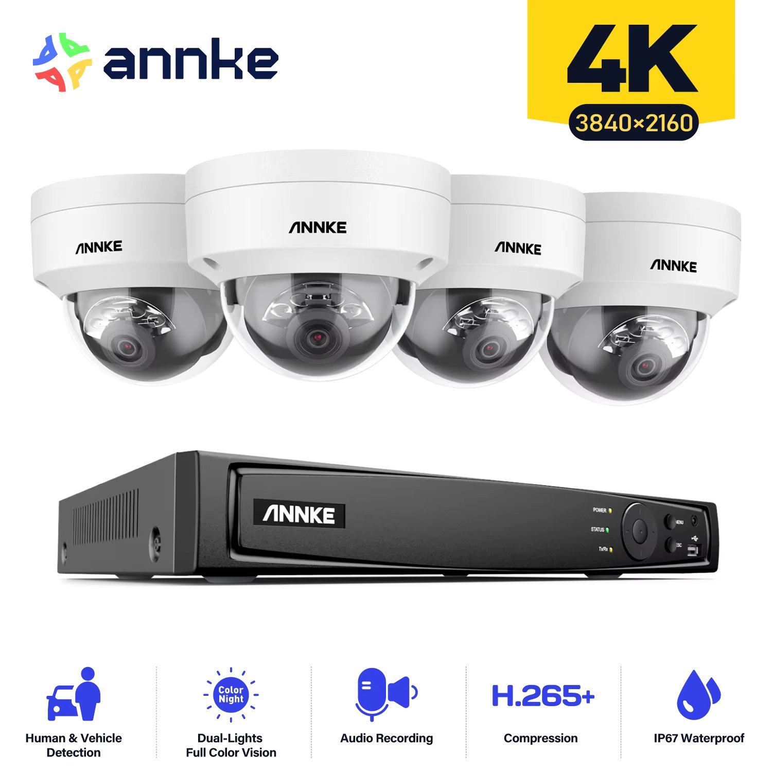 8CH 4PCS NVR Kit