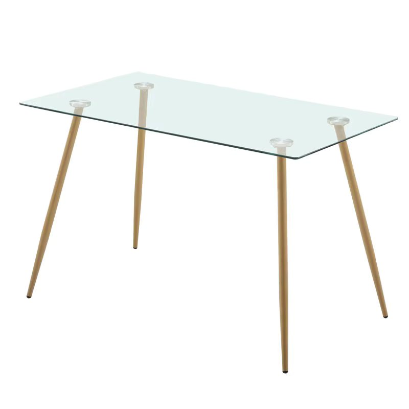Glass dining table living room Asper kitchen Nordic style modern legs Metal effect Wood 75x120x70 Cm
