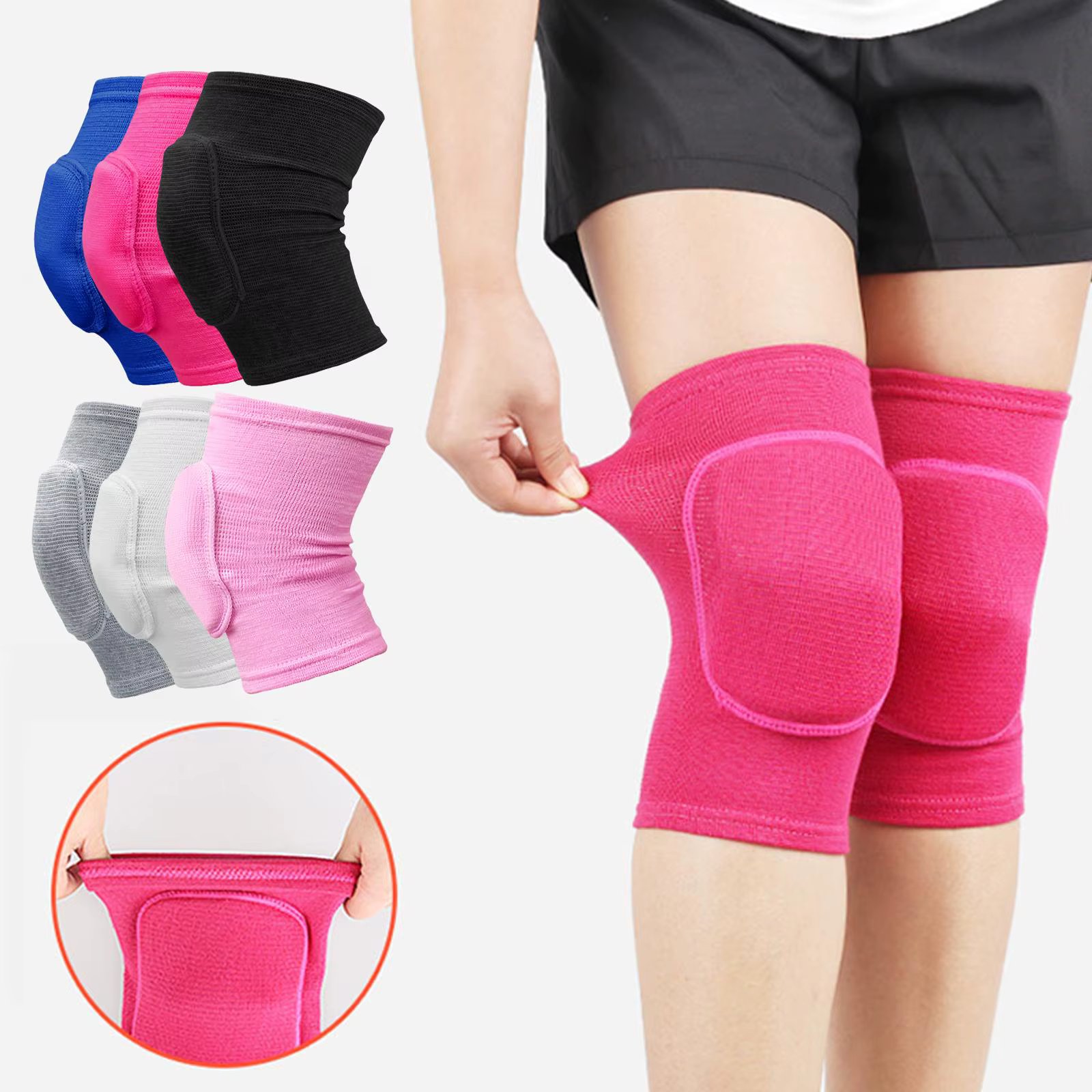 2pcs/set Sports Compression Knee Pads Elastic Knee Protector Thickened Sponge Knees Brace Support For Dancing Workout Training