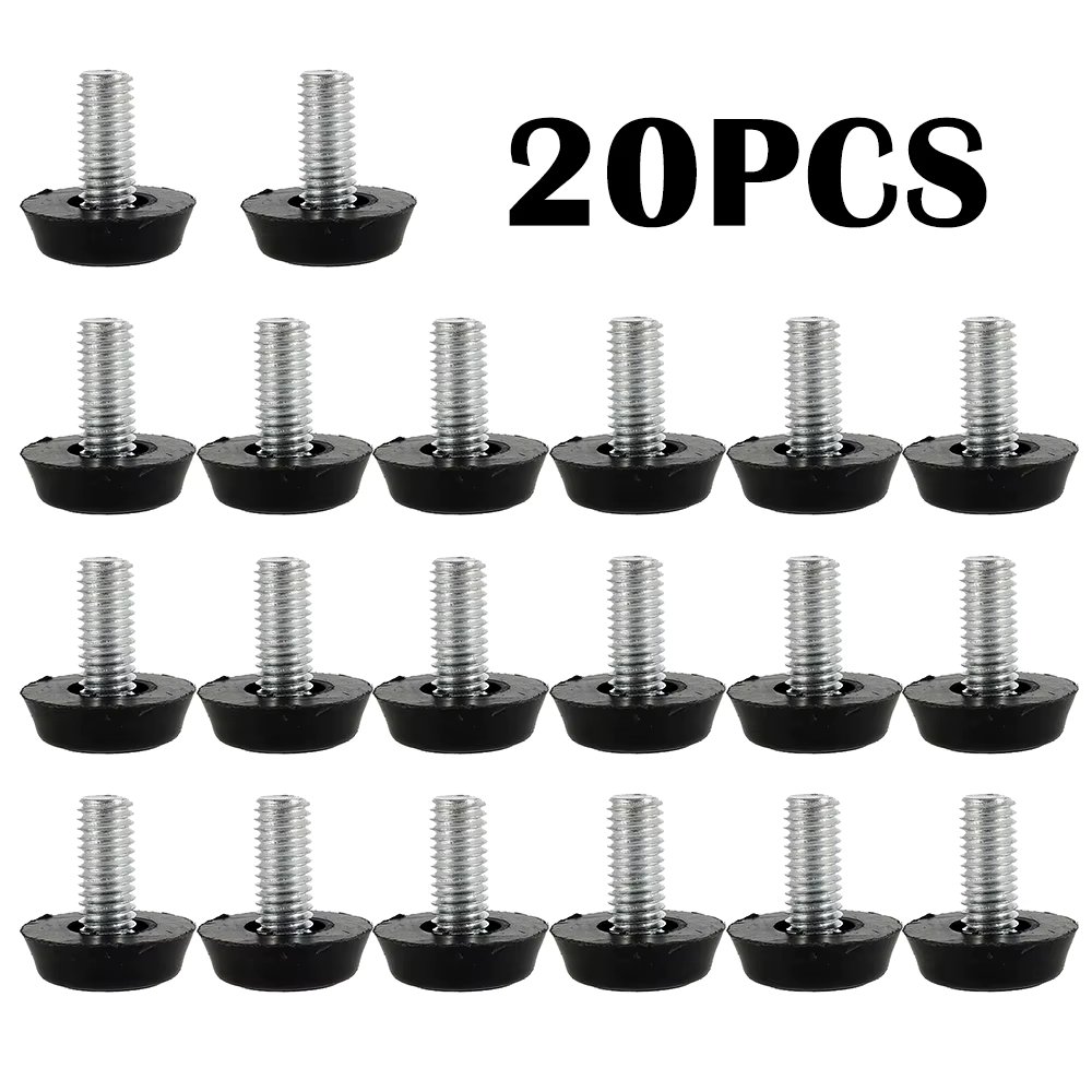 20Pcs Adjustable Galvanized Steel Furniture Legs Anti-slip Base Table Cabinet Leg Pad Feet Leveler M8 Screw Metal Furniture Foot