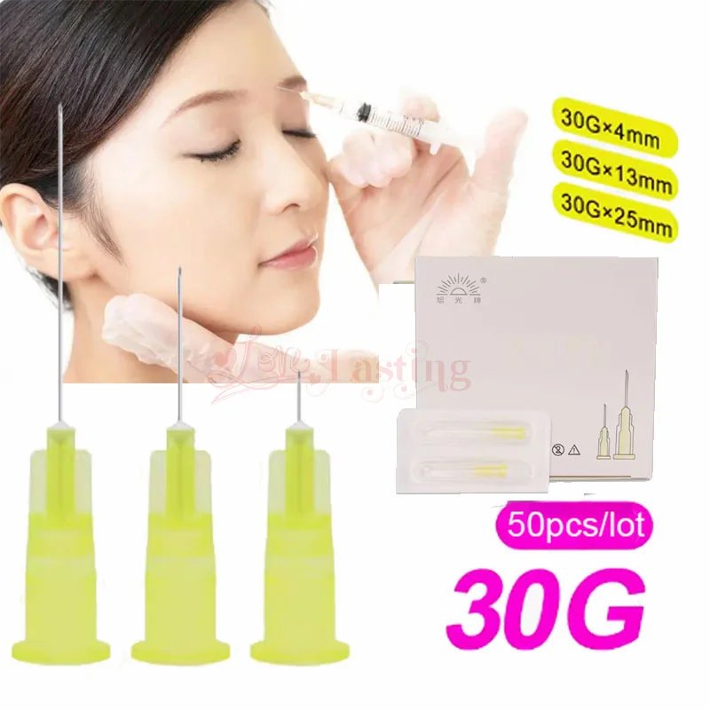 50pcs/lot 27G 30G 32G 34G 4mm/13mm/25mm Injection Needle Material Perfect Quality Disposable Needles for Cosmetology tattoo