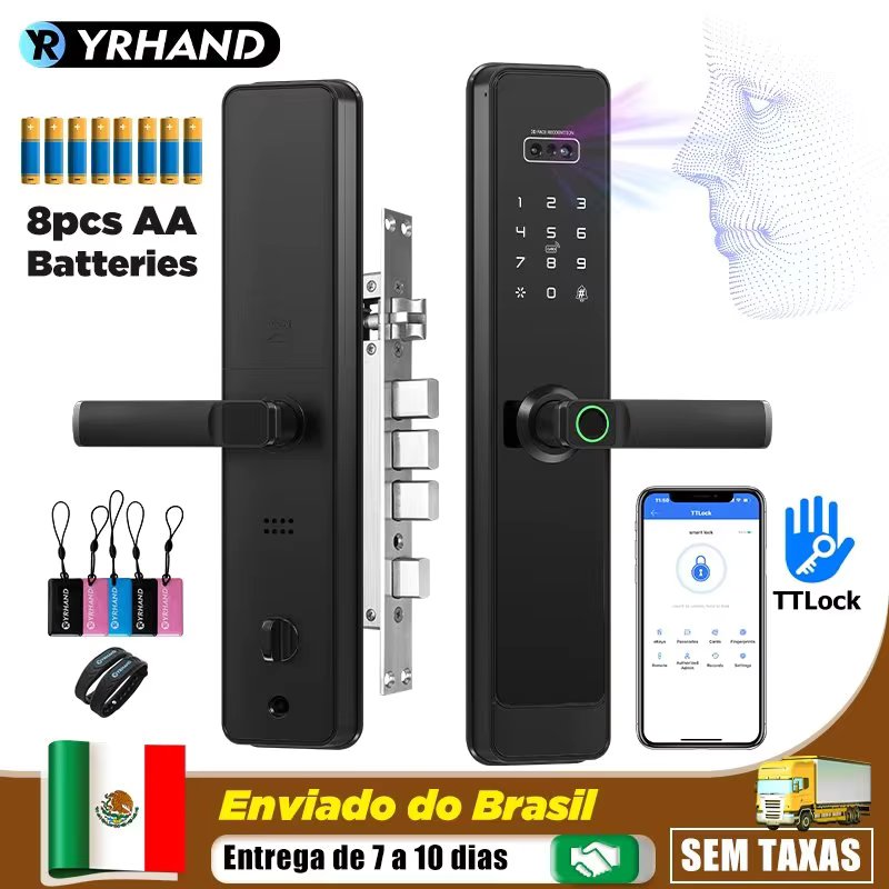 cerradura inteligente Smart Door lock Fingerprint 3D face TTLock APP Electronic Lock Digital Work with Google home and Aleax