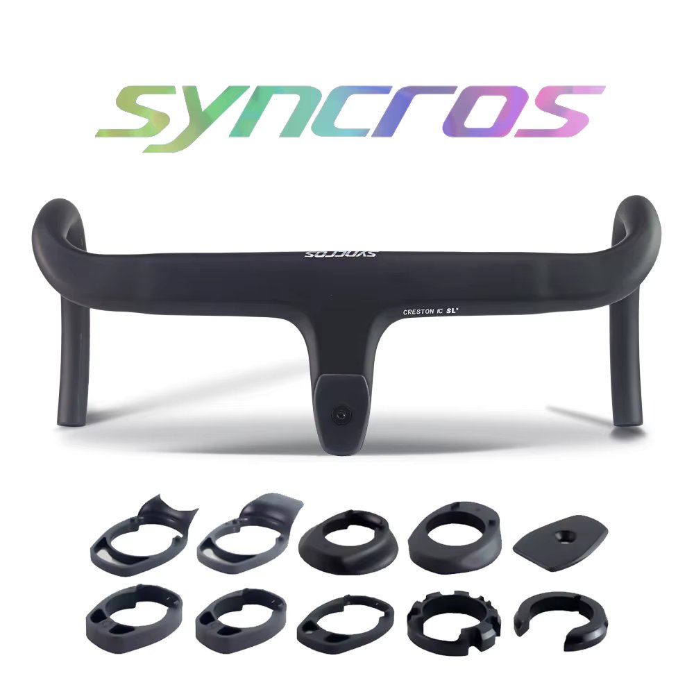 Syncros Chrome Logo Road Bike Handlebar Carbon Fiber Internal Cable Integrated Handlebar with Spacers Road Bicycle parts