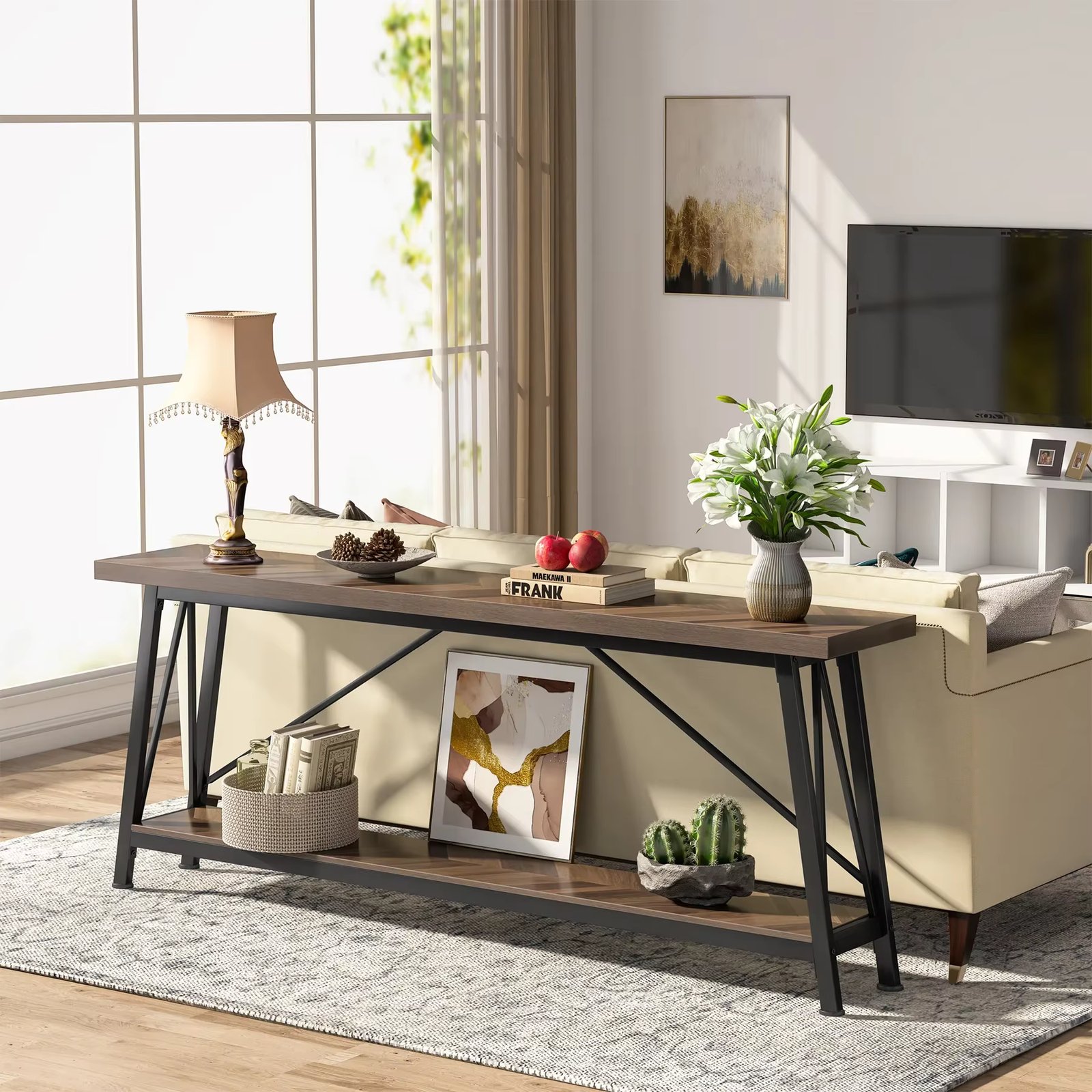 Tribesigns 70.9 Inches Extra Long Sofa Table Behind Couch, Industrial Entry Console Table for Hallway, Entryway & Living Room