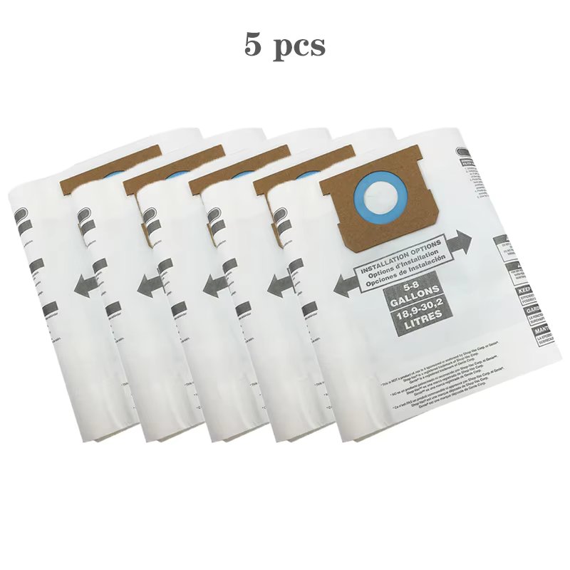 5 PCS Dust Bag Shop-Vac 90661 906-61 9066100 Disposable Collection Bags for 5-8 Gallon Vacs