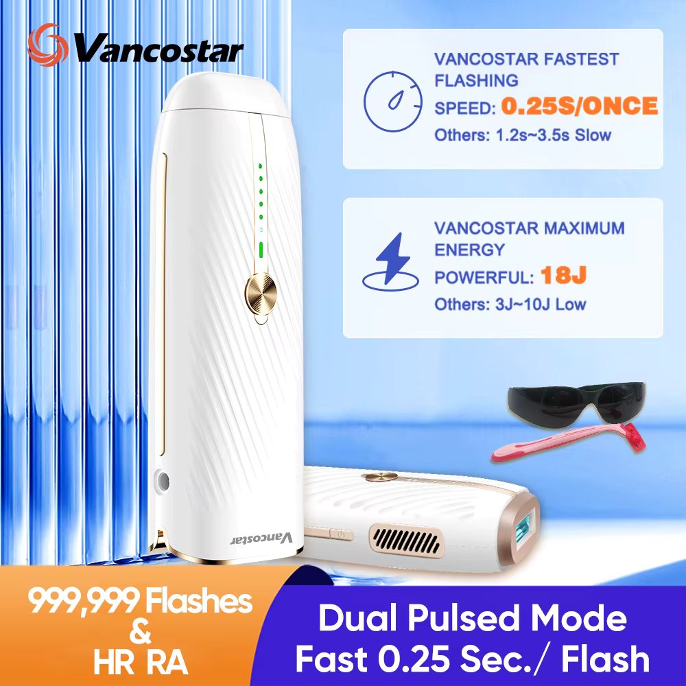 Vancostar Fast Flash Laser Hair Remover for Ladies 2 in 1 999999 Flash lPL Epilator for Women Rejuvenation Trimmer Free Shipping
