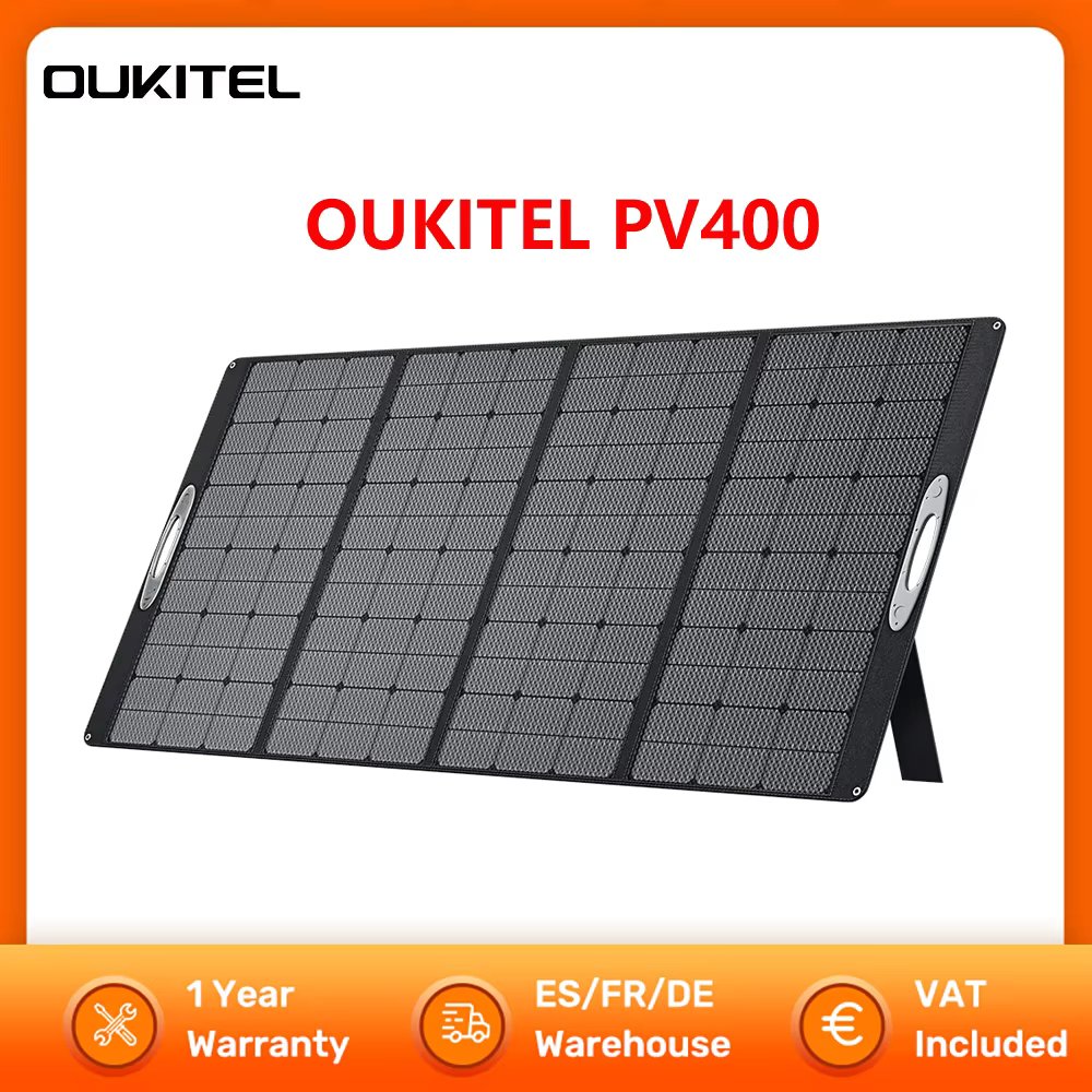 OUKITEL PV400 400W Foldable Solar Panel 48V 12A with Kickstand 23% Energy Conversion Rate IP65 Waterproof  Size 1048*2333*25m
