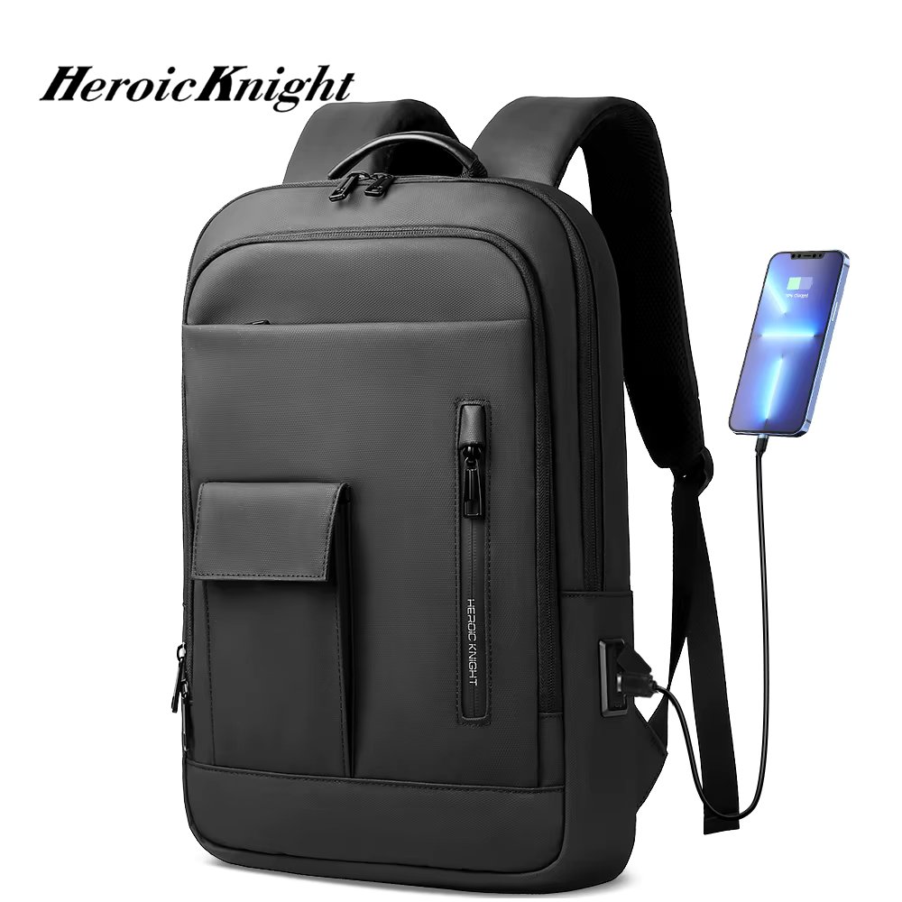 Heroic Knight Slim Backpack for Men Multifunction Work Backpack for 15.6" Laptop  bag Waterproof Business Bag College Bag Male