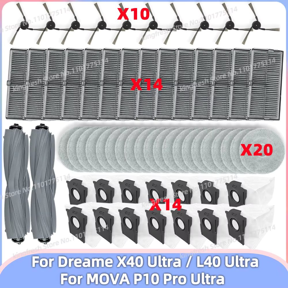 Fit For ( Dreame X40 Ultra / L40 Ultra, MOVA P10 Pro Ultra ) Parts Main Roller Side Brush Hepa Filter Dust Bag