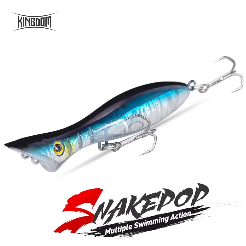 Kingdom SNAKEPOP Popper Fishing Lures Sinking Floating Hard Stick Baits Light Reflection Wobblers For Sea Bass Swimbaits