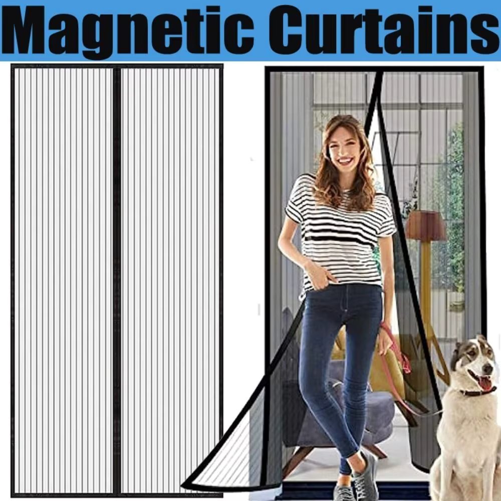 Black Mesh 6 Pairs of Magnetic Stripe +7 Pairs of Magnetic Buckle Non-penetration Magnetic Stripe Type Mosquito Curtain 