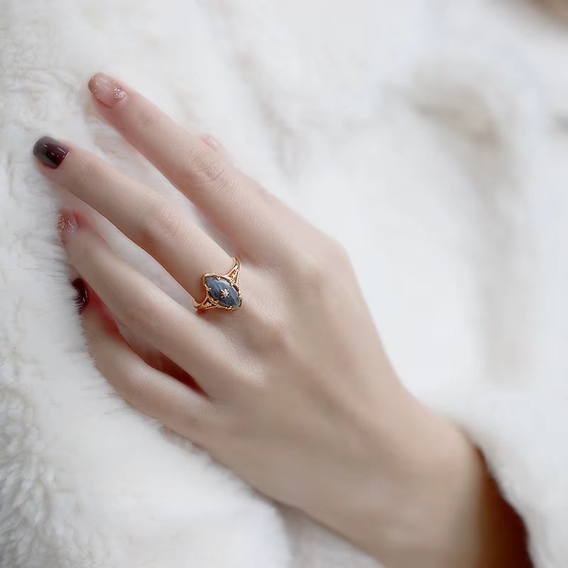 LAMOON Gemstone Labradorite Ring For Women Natural Stone 925 Sterling Silver Gold Vermeil Jewelry Mysterious Sky Vintage Ring