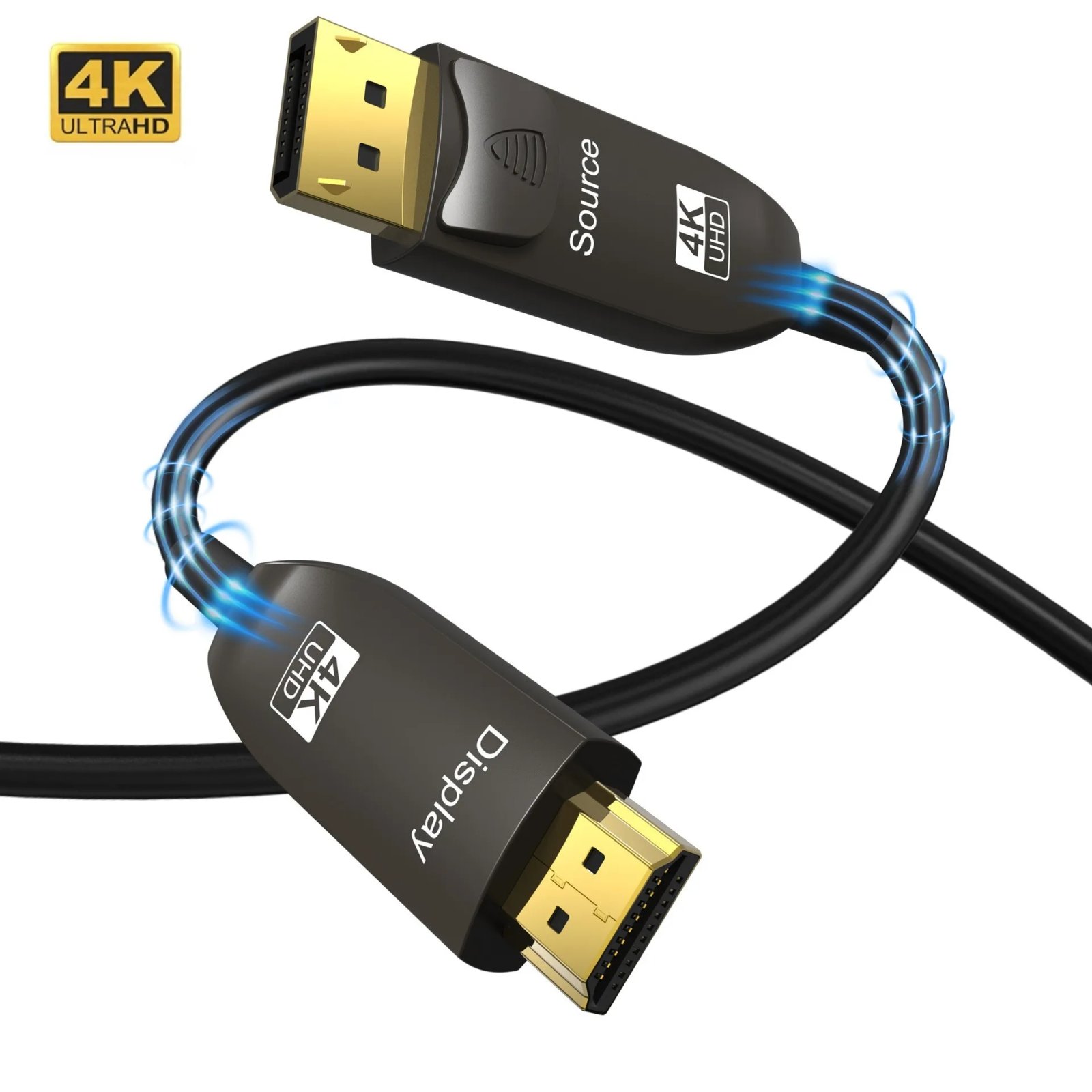 DP to HDMI-compatible Cable Fiber Optic 4K@60Hz DisplayPort to HDMI Optic Cable 15m 20m 30m HDR 3D HDCP for Ultra Speed Computer