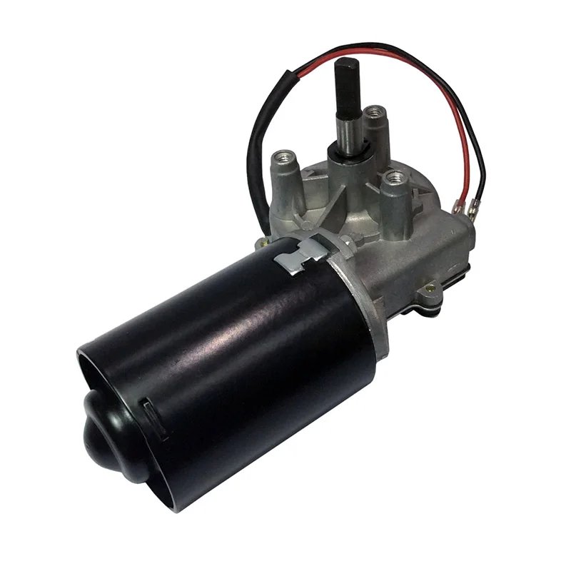 High Torque 30W 12V 24V DC Electric Reversible Metal Gear Motor 50RPM Right Angle Thread Double Flat Shaft for Garage Door