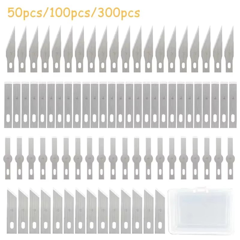 50/100Pcs Blades Stainless Steel Engraving Knife Blades Metal Blade Wood Carving Knife Blade Replacement Surgical Scalpel Craft
