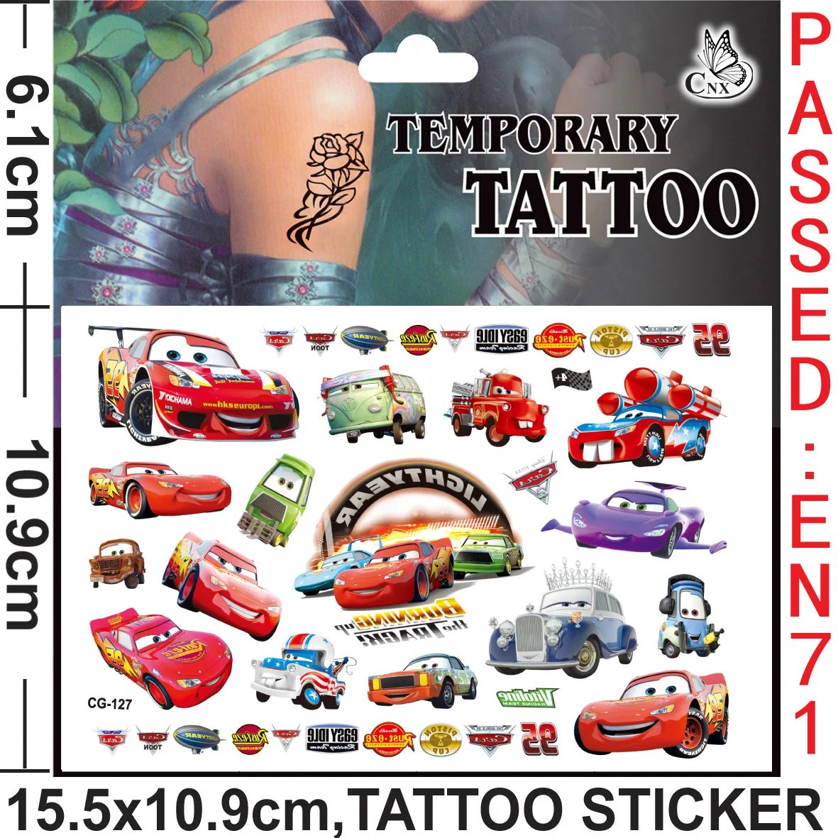 Disney Pixar Car Children's Tattoo Stickers Cars Mobilization McQueen Fashion Sticks Birthday Party Decoration Halloween DressUp