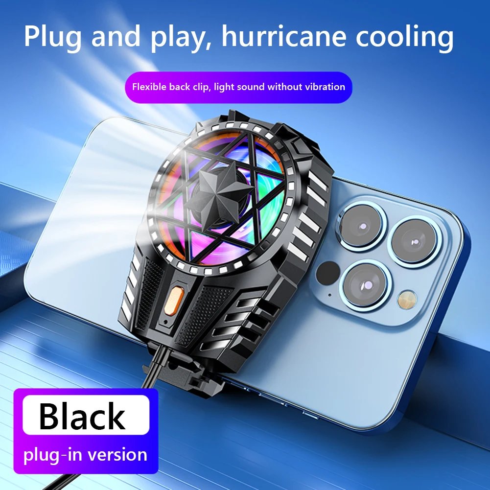 X112 Phone Cooling Fan 300mah Rechargeable with RGB Light Three Adjustable Speeds Mobile Phone Air Cooler for iPhone Samsung