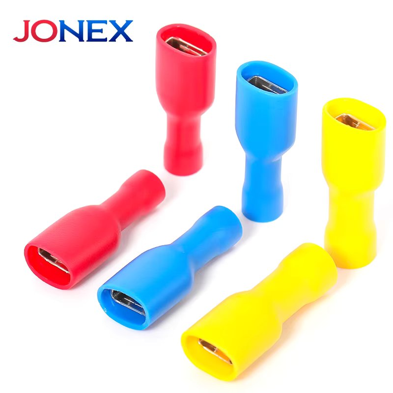 50PCS 6.3mm Spade Crimp Terminals Electrical Wire Connectors Faston Insulated Female For Quick Connection Cables Splice Plugs