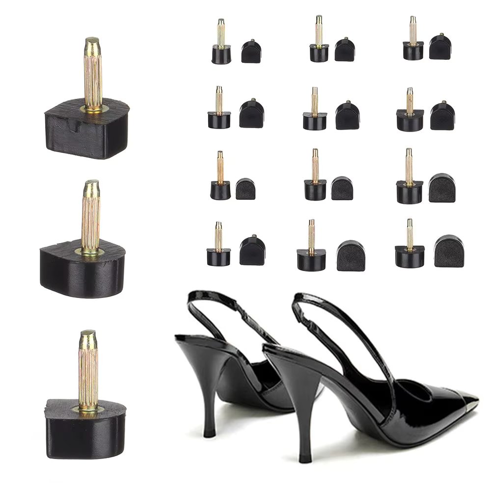 10pcs Black Women Shoes High Heel Repair Tips Pins Heel Stoppers Protect Dowel Lifts Replacement For High Heel Tips Taps