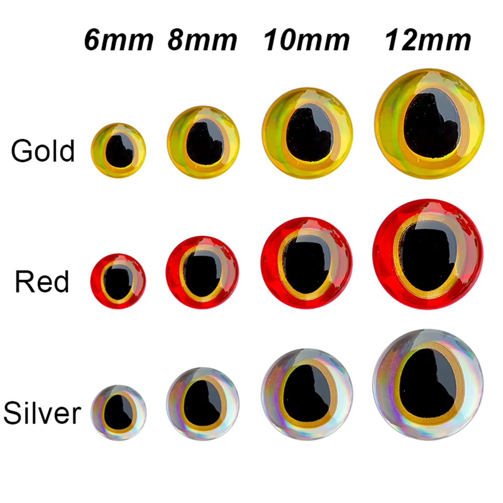 3D-Holographic Fishing Lure Eyes For Fly Tying Stickers 6mm 8mm 10mm 12mm  Artificial Fish DIY Eye Fishing Tackle