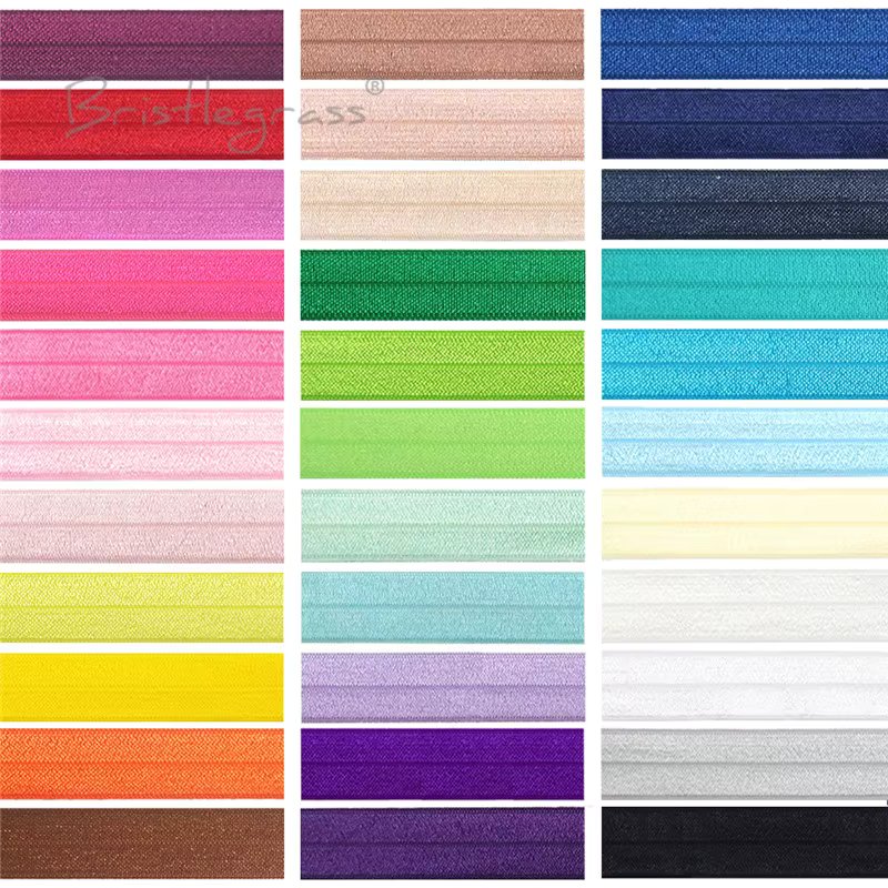 BRISTLEGRASS Wholesale 50 Yard 3/4" 20mm Solid Shiny FOE Foldover Elastic Spandex Satin Band Hair Tie Headband Dress Sewing Trim