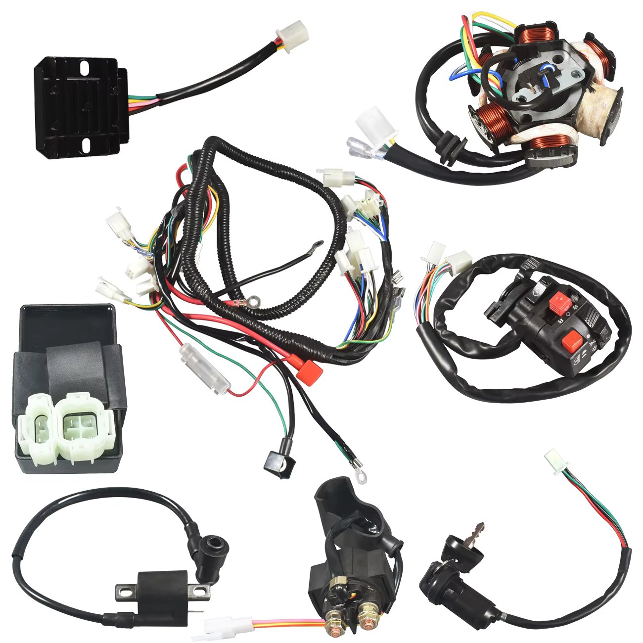 150CC GY6 Wiring Harness Wire Loom Stator CDI Switch Electrics Assembly For 4Stroke Engine 150CC 125CC Go Kart ATV Scooter Buggy