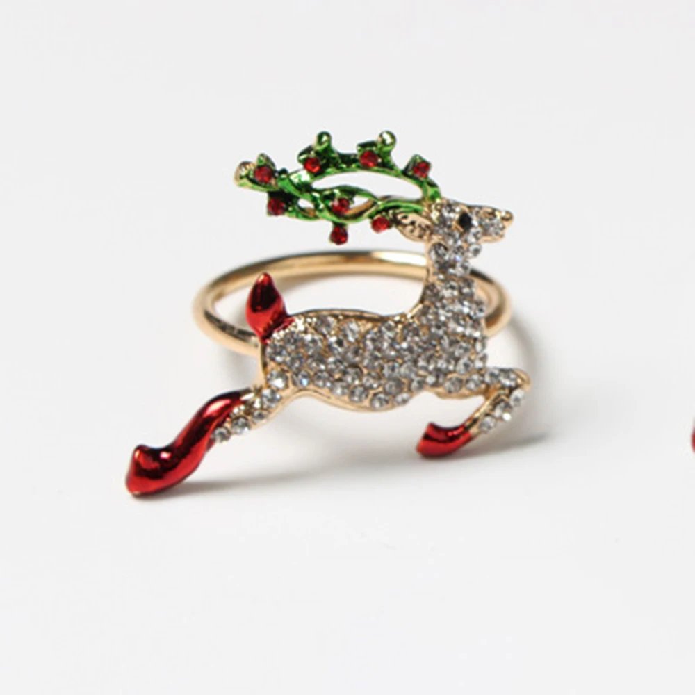 New Christmas Series Alloy Napkin Buckle Color Diamond Christmas Tree Golden Napkin Ring WesternStyle Hotel Restaurant Table
