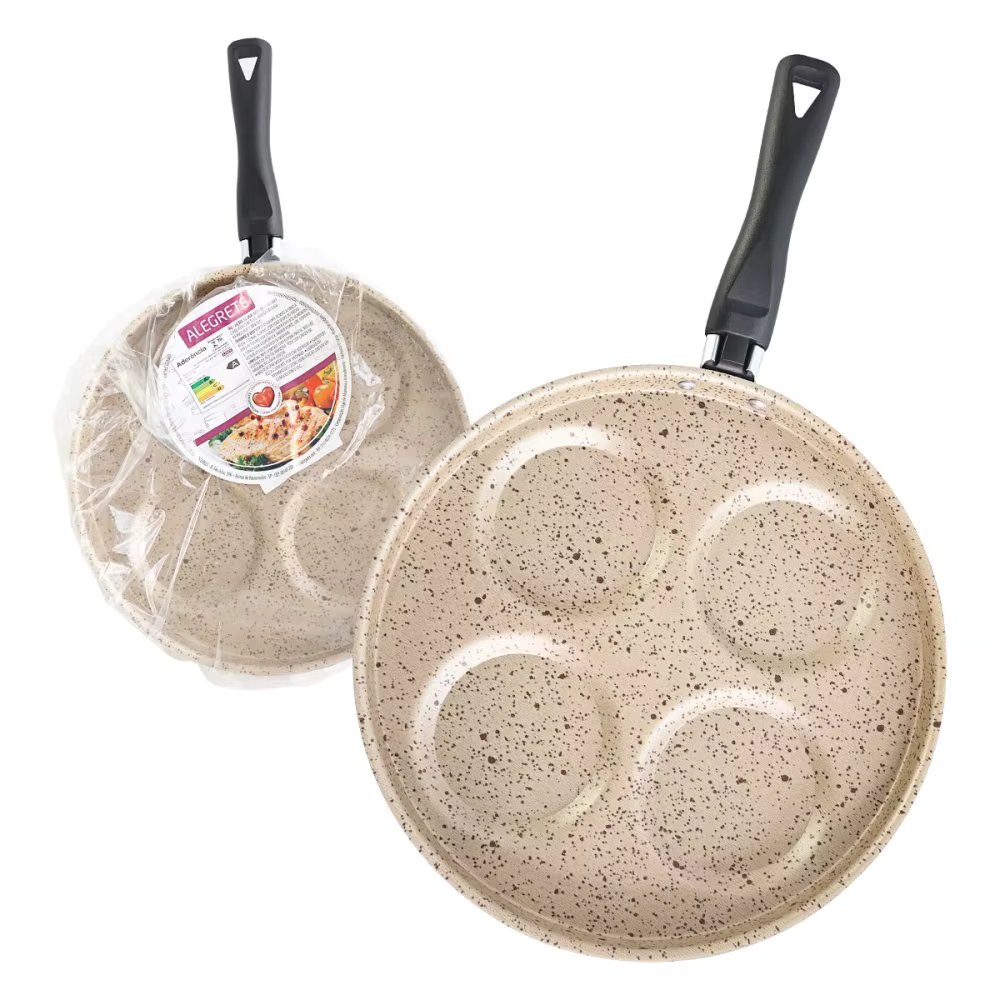4 in 1 Multi-purpose Colore Frying pan with Non-stick Partitions Beige Stone