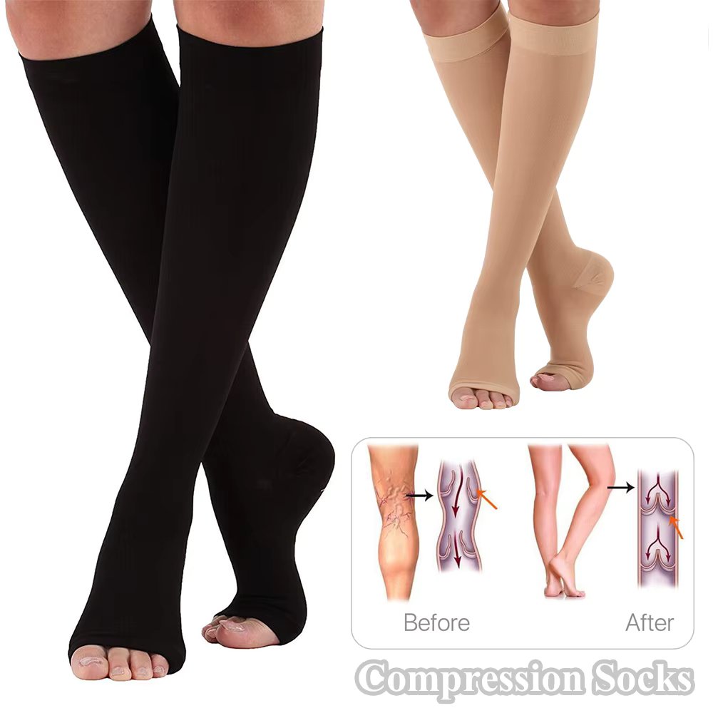 1Pair Thigh High Medical Varicose Veins Stockings Compression Socks Anti-Fatigue Edema