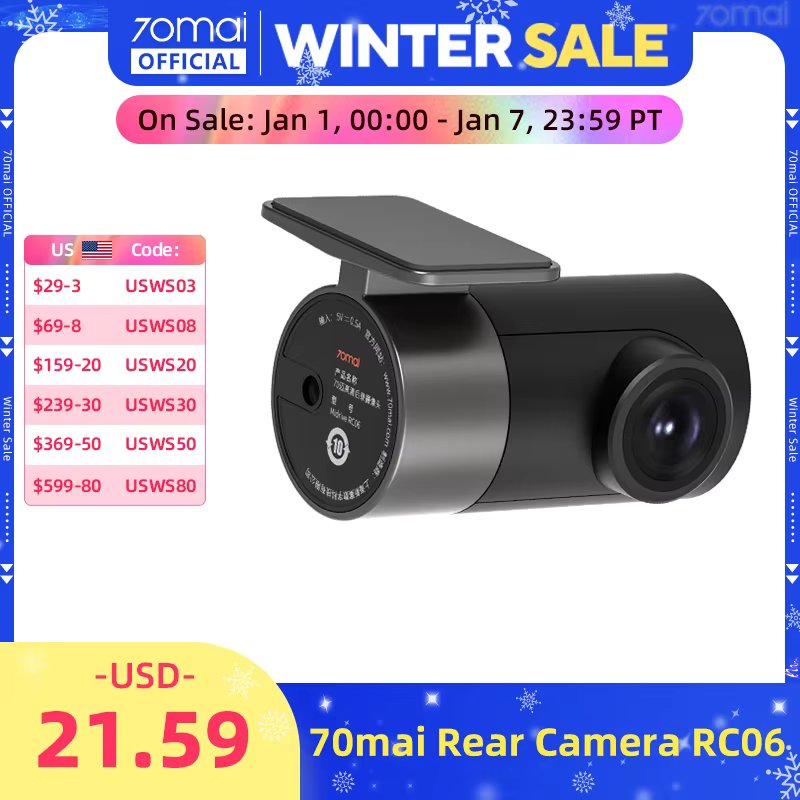 70mai Rear Cam RC06 for 70mai 4K Dash Cam 70mai A800 4K Car DVR Rearview cam 70mai Pro Plus+ for A800S & A500S