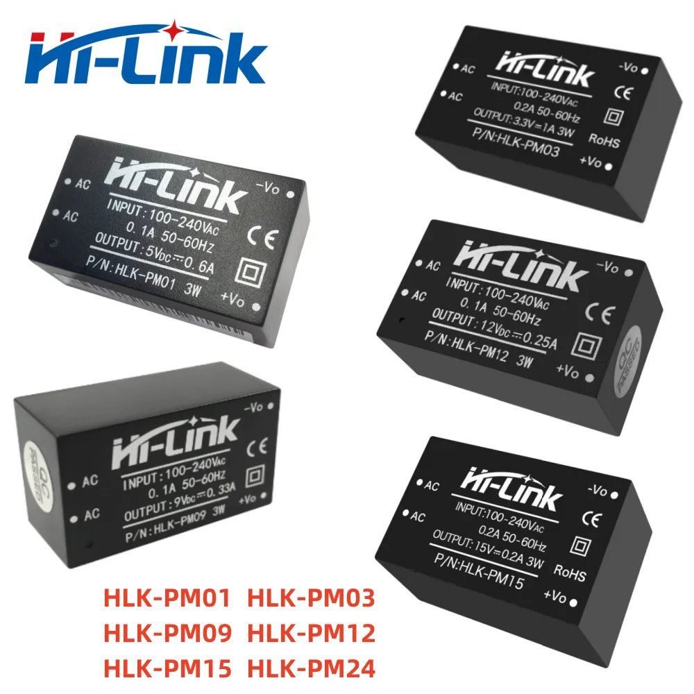 Hilink HLK-PM01 HLK-PM12 20pcs/lot 220V to 5V 12V 3W Series AC DC Isolated Power Supply Module Step Down Power Converter PM15