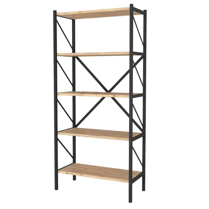 Shelving bookcase Rus 5 shelves Miroytengo Oak Safir and black 160X66X34 CM