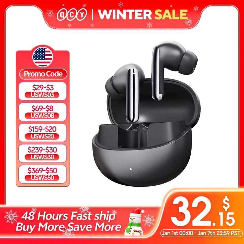 QCY MeloBuds Pro ANC Bluetooth 5.3 Earphones Wireless 46dB Hybrid ANC Hi-Res LDAC Earbuds 6 Mic Headphones 34H in-Ear Detection