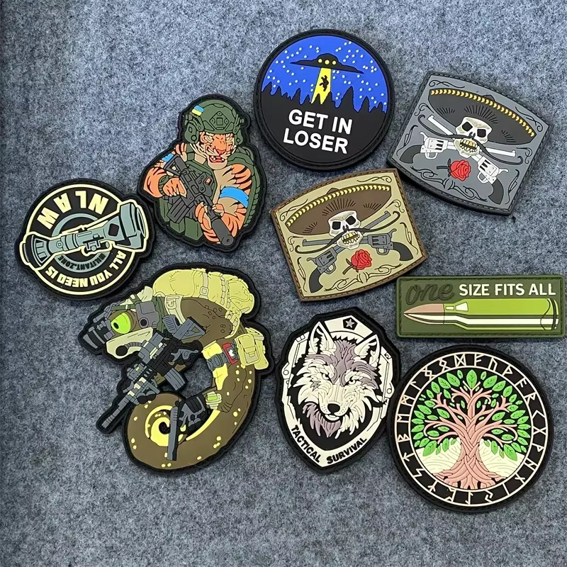 3D PVC Fun Sticker Tree of Life Skull Wolf Military Tactical Morale Badge Hook and Loop Appliques for Clothing Backpack Patches