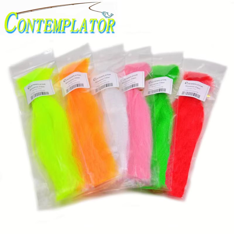 6bags 6colors Assorted Synthetic Long Fiber Fly Tying Slim Hair Soft Clouser Minnow Lure Materials Saltwater Trout Fishing Flies