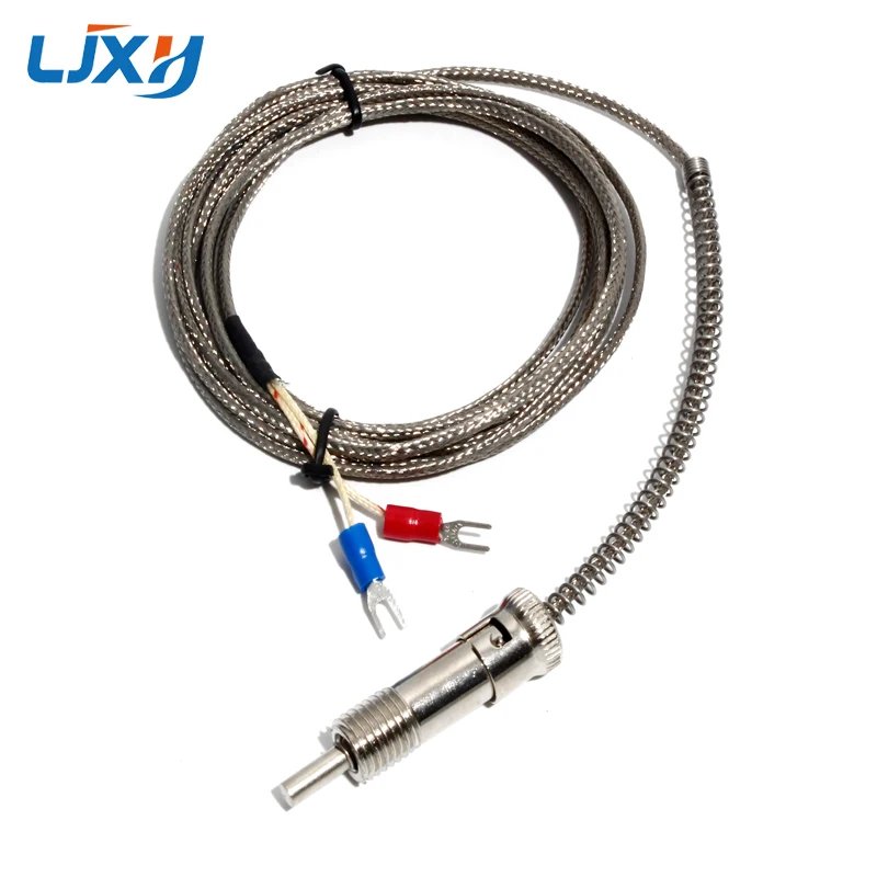 LJXH Stainless Steel Temperature Sensor K/J/E Type Thermocouple Bayonet Compression Spring 1M/2M/3M/4M/5M