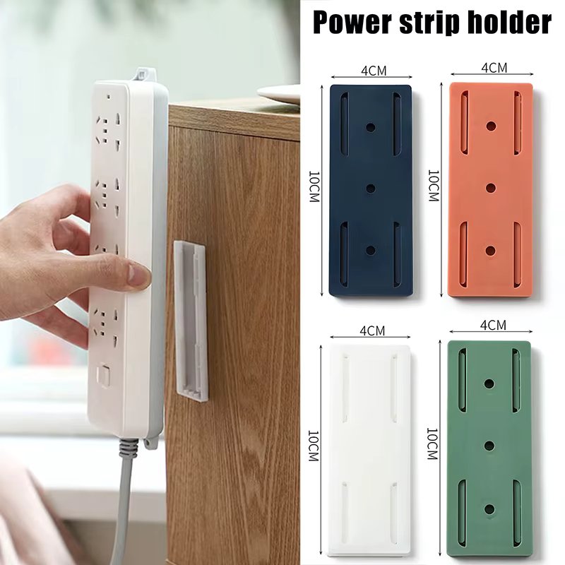2PCS Wall-Mounted Plug Fixer Sticker Punch-free Home Self-Adhesive Socket Fixer Cable Wire Organizer Seamless Power Strip Holder