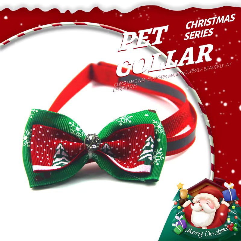 Dog Pet Cute Christmas Collar Christmas Bow Diamond Necklace Puppy Pet Decoration Pendant Christmas Collar