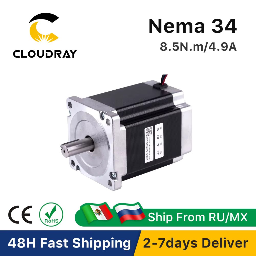 Nema 34 Stepper Motor 112mm 2 Phase 8.5N.m 4.9A 4-lead Stepper Motor High Torque(34CS85FK-490) for CNC engraving milling machine