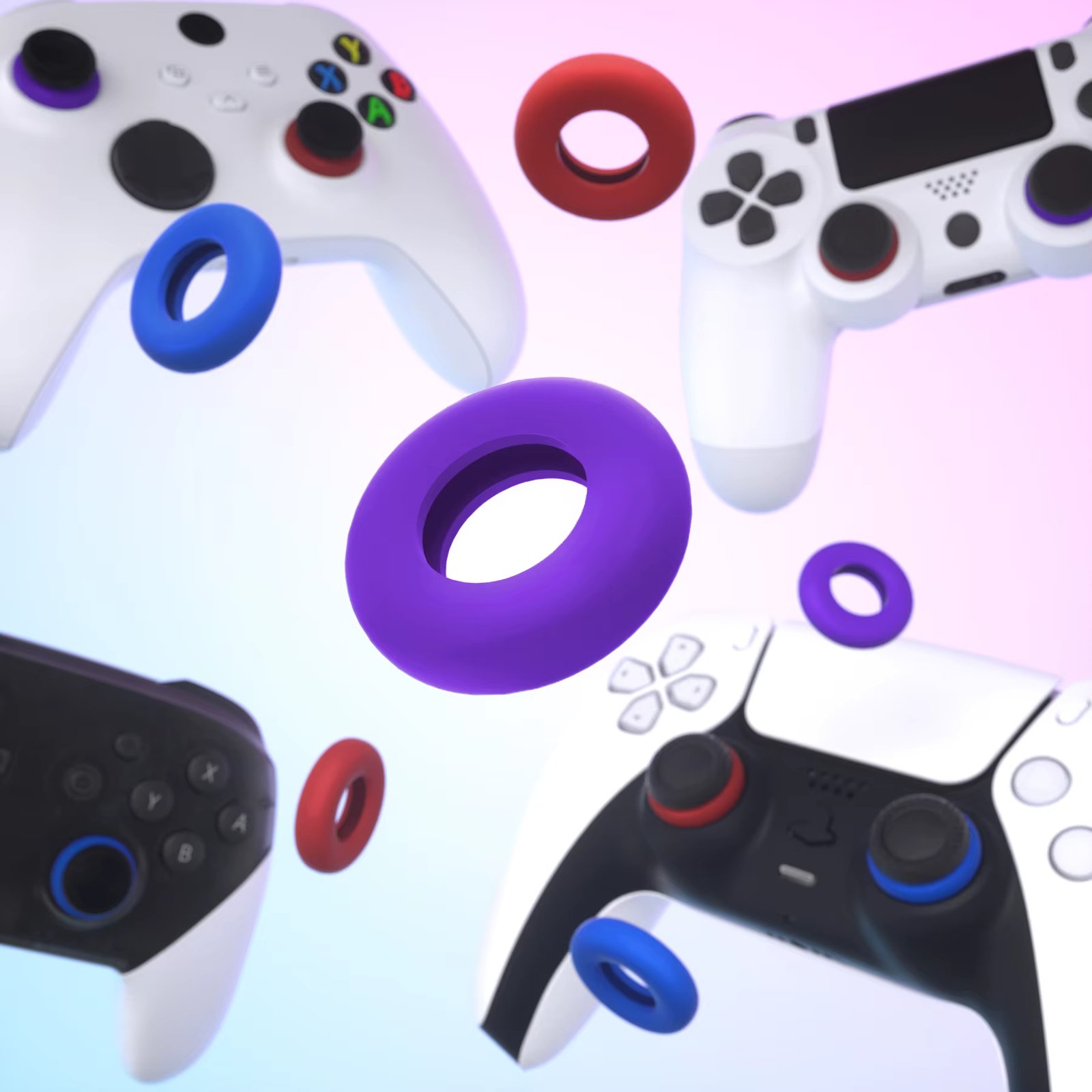 PlayVital Solid color Series Silicone BuffeRings Aim Assist Target Motion Control Precision Rings for ps5,Steam Deck, Switch Pro